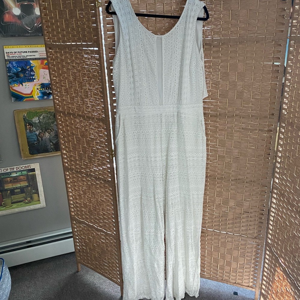 White sleeveless jumpsuit